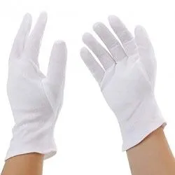 Par De Guantes Blancos De Tela 100% Polyalgodon Talla 6