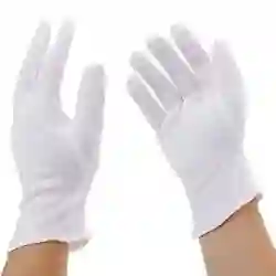 Par De Guantes Blancos De Tela 100% Polyalgodon Talla 6