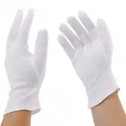 Par De Guantes Blancos De Tela 100% Polyalgodon Talla 6