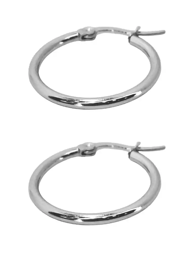 Candongas Plateadas Medianas Y Lisas