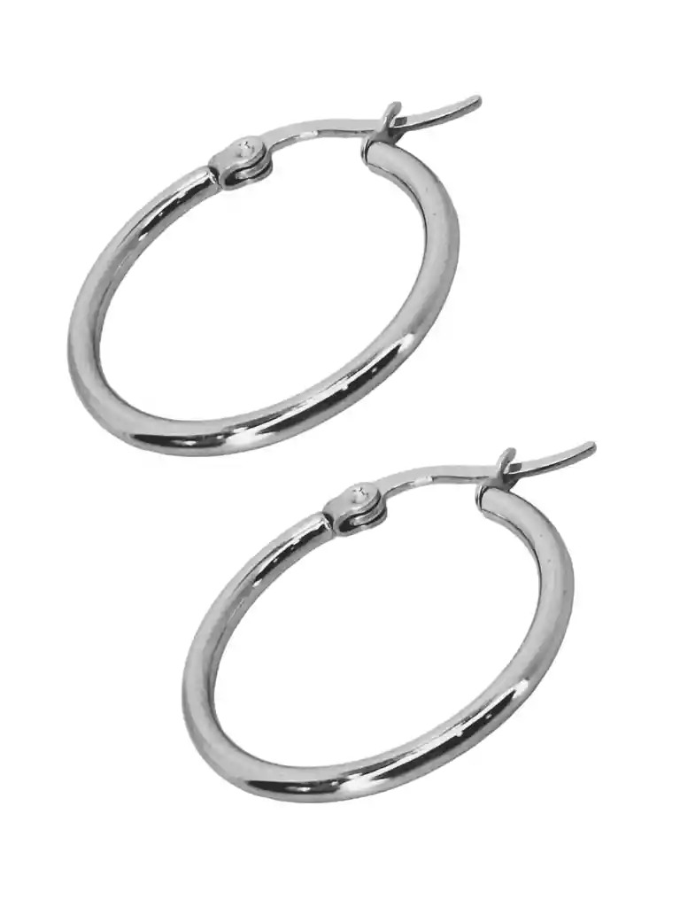 Candongas Plateadas Medianas Y Lisas