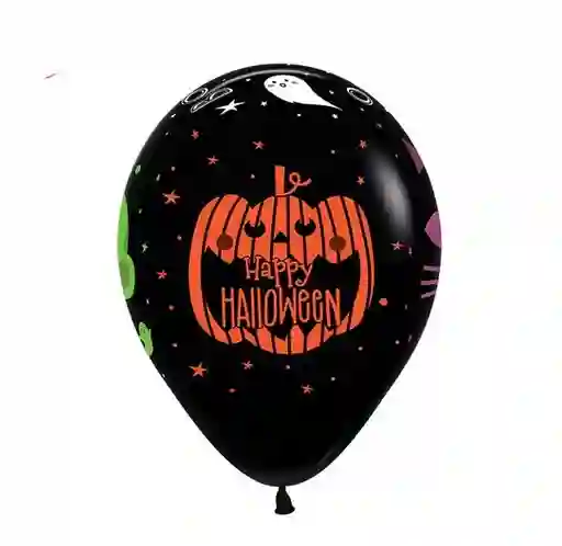 R-12 Globos Bombas Happy Halloween Friends Fashion Negro X12 Unds