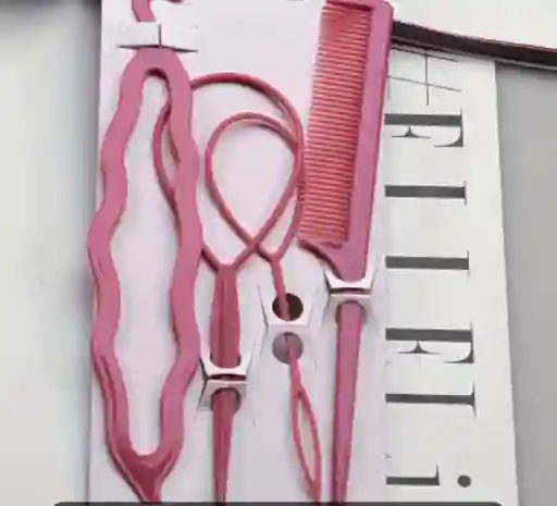 Kit De 4 Piezas De Herramientas Para Peinados Color Rosa