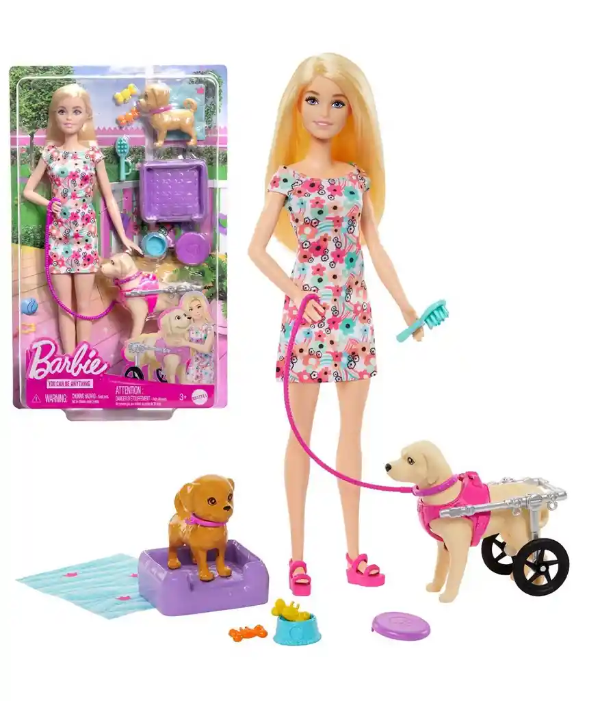 Barbie Paseo Perrito En Silla De Ruedas.