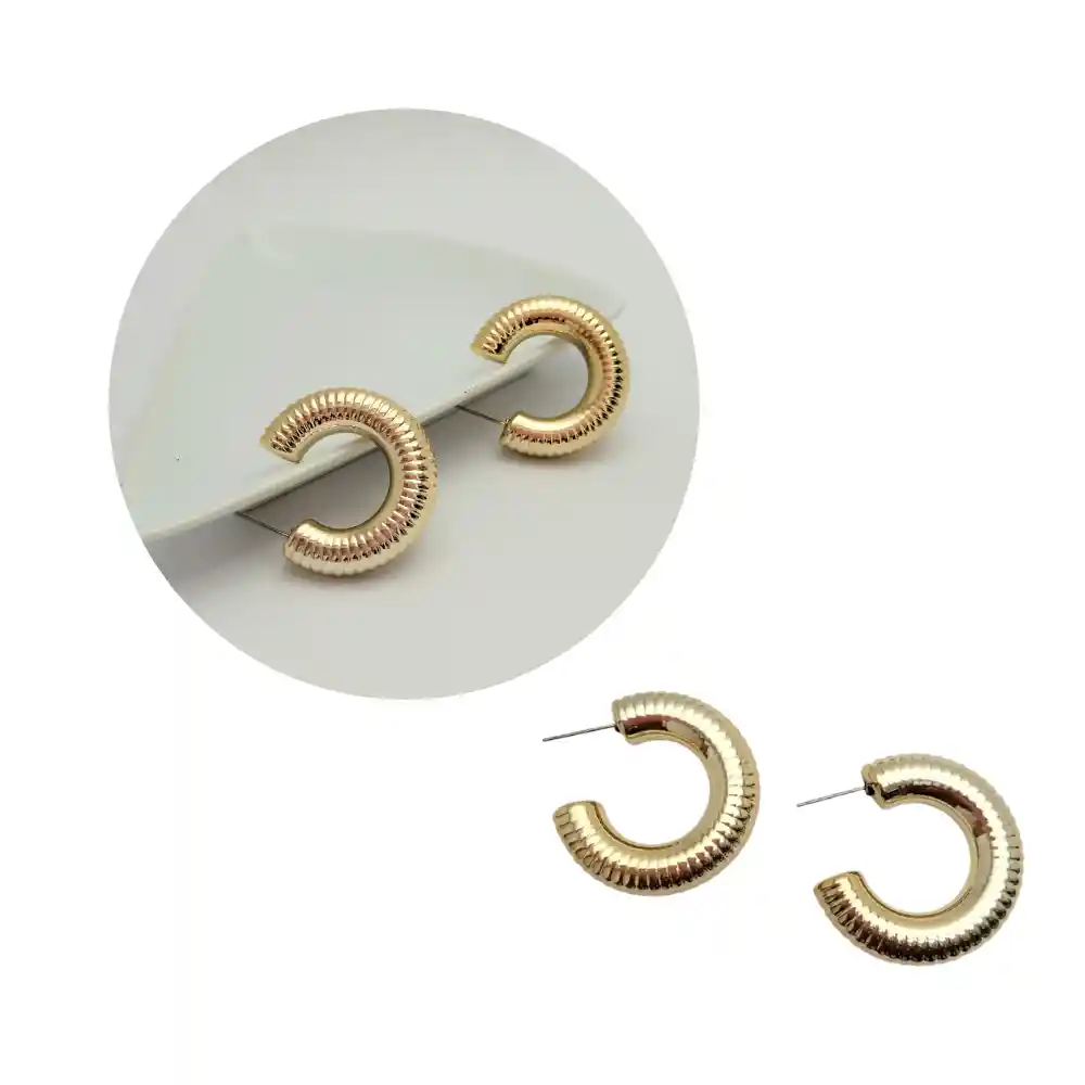 Aretes Candongas Caracol Chunky Doradas