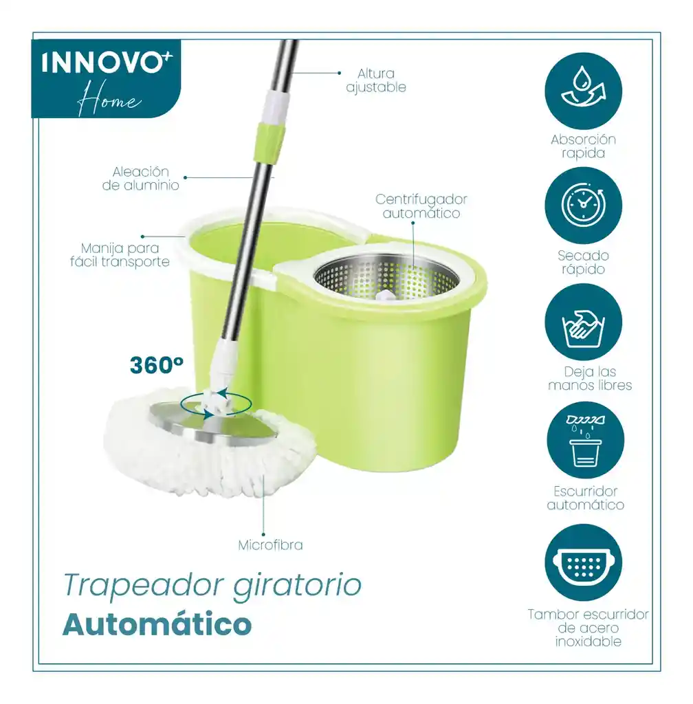 Kit Limpieza Hogar Trapeador 360 Barredor Mopa Multifuncion