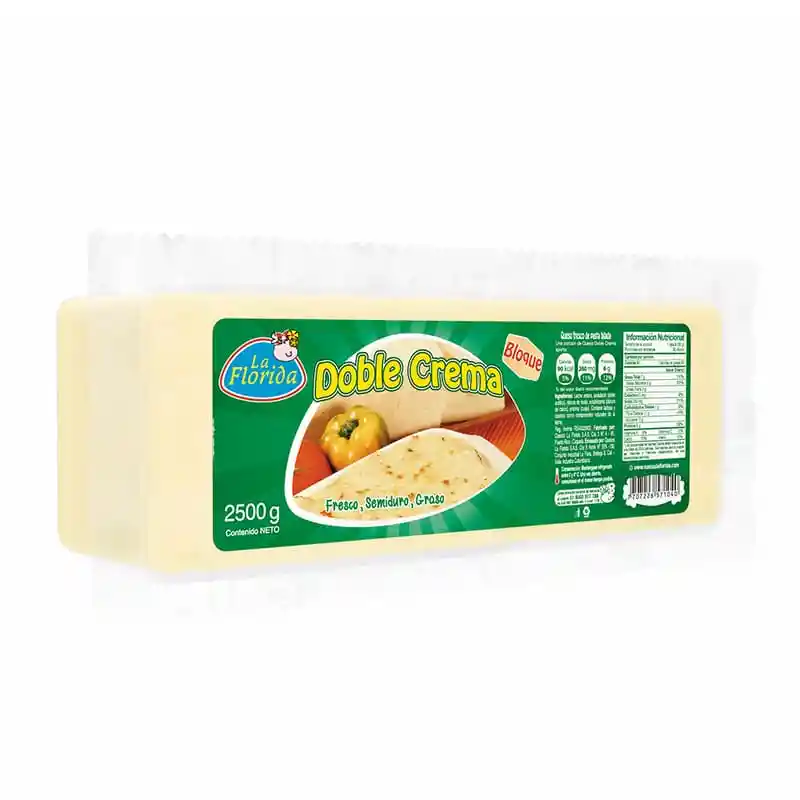 Queso Florida Doble Crema X 2500 G Bloque