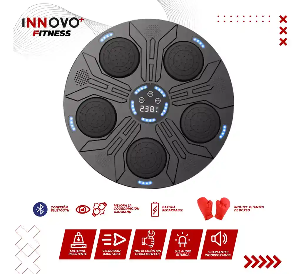 Tablero De Boxeo Con Parlante Bluetooth Guantes Rítmico Box