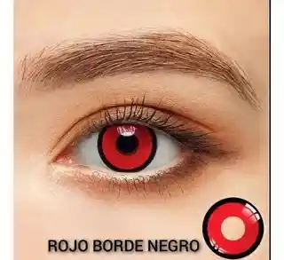 Lentes De Contacto Color Rojo Borde Negro Halloween Disfraz