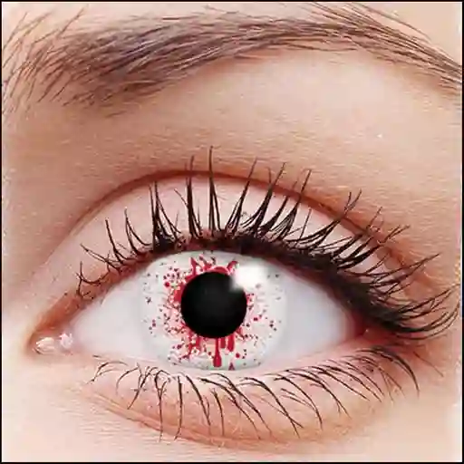 Lentes De Contacto Color Blanco Con Sangre Halloween Disfraz