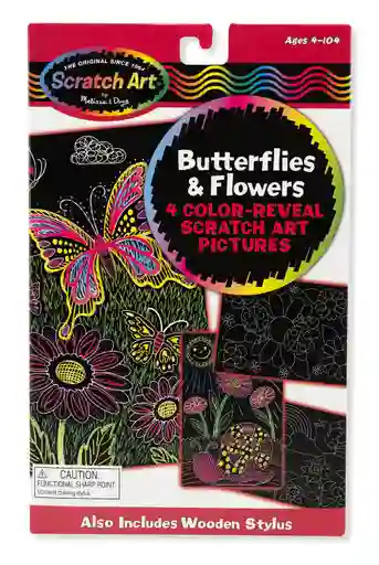 Libro Creativo Scratch Art Flores Y Mariposas Para Niños