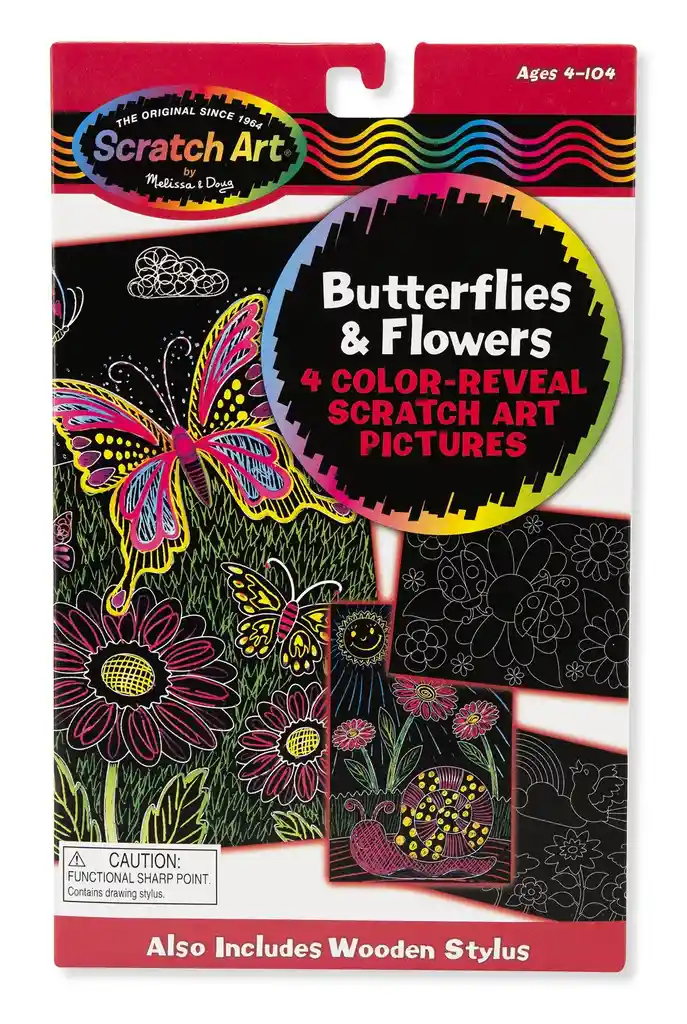 Libro Creativo Scratch Art Flores Y Mariposas Para Niños