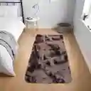 Alfombra Tapete Pie De Cama Peludo Cafe 60 X 110cms