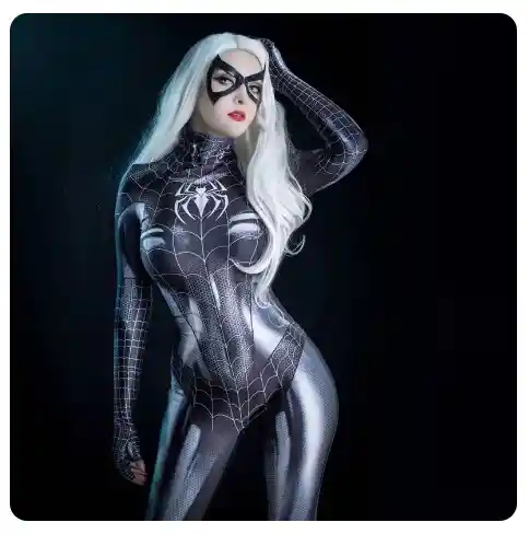 Disfraz Spiderman Negro Licrado Talla L Para Mujer Vestido Superhéroe Cosplay Halloween