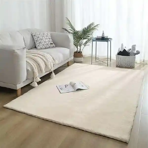 Alfombra Tapete Peludo Beige Antideslizante 120 X 170cms