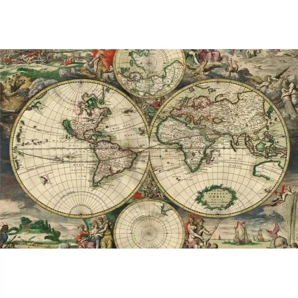 Rompecabezas 1000 Piezas Nautical World Map - Línea E