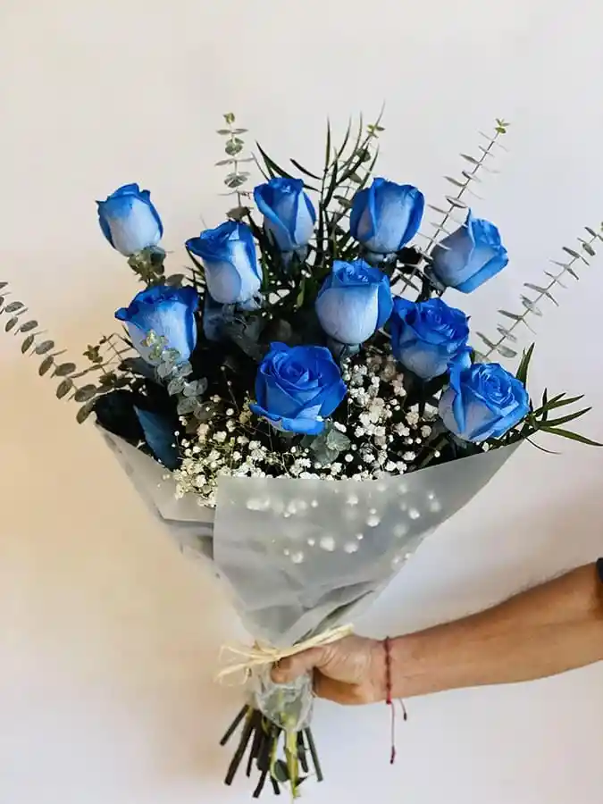 Ramo Rosas Azules Feliz Dia Del Novio Feliz Cumpleaños Feliz Aniversario