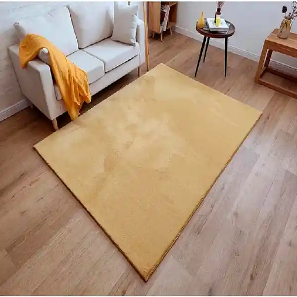 Tapete Alfombra Antideslizante Piel Conejo Sintetico Dorado 120 X 170cm
