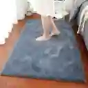 Tapete Pie De Cama Antideslizante Piel Conejo Sintetico Azul 50 X 80cm