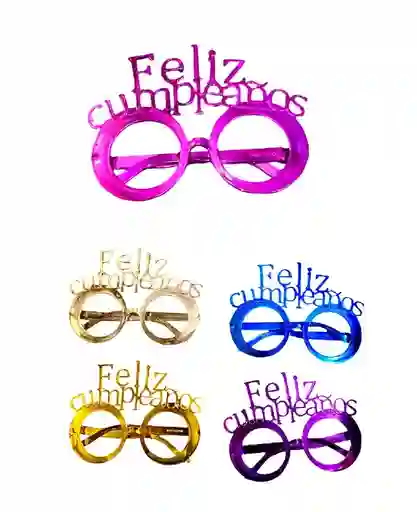 Gafas Feliz Cumpleaños Metalizadas Para Fiesta Colores Surtidos Paquete X 3. Unidades Hora Loca, Halloween, Carnaval