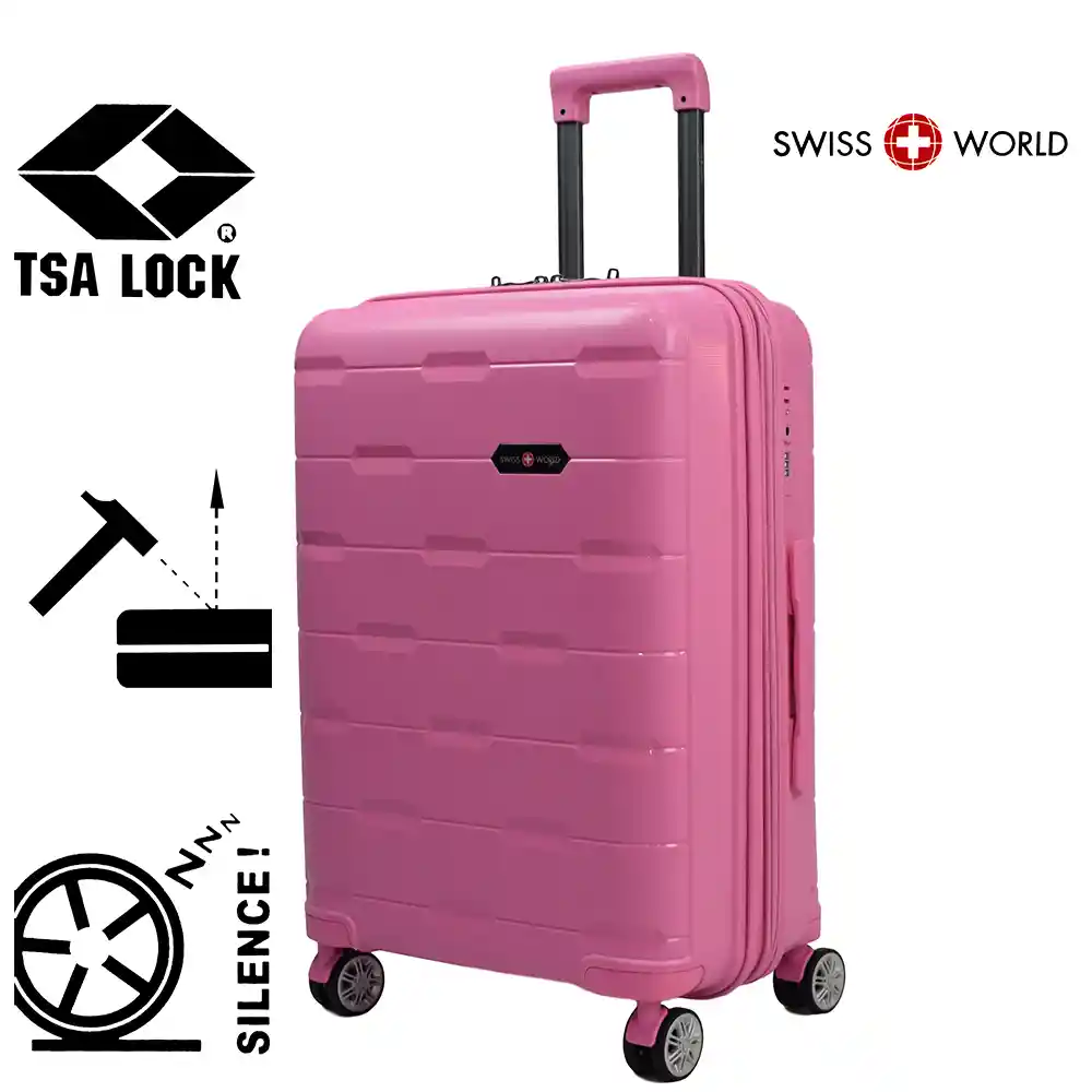 Maleta De Viaje 24″ Swiss World Pink, 100% Polipropileno