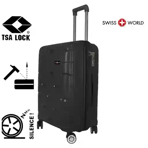 Maleta De Viaje 24″ Swiss World Black, 100% Polipropileno