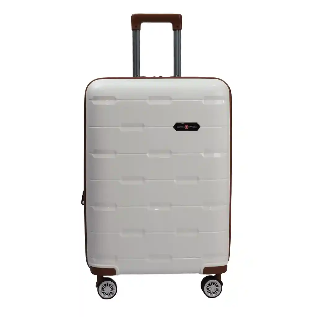 Maleta De Viaje 24″ Swiss World White/coffee, 100% Polipropileno