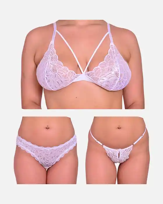 Combo Micaela Cristal Mariposa (1 Bralette + 2 Tangas)