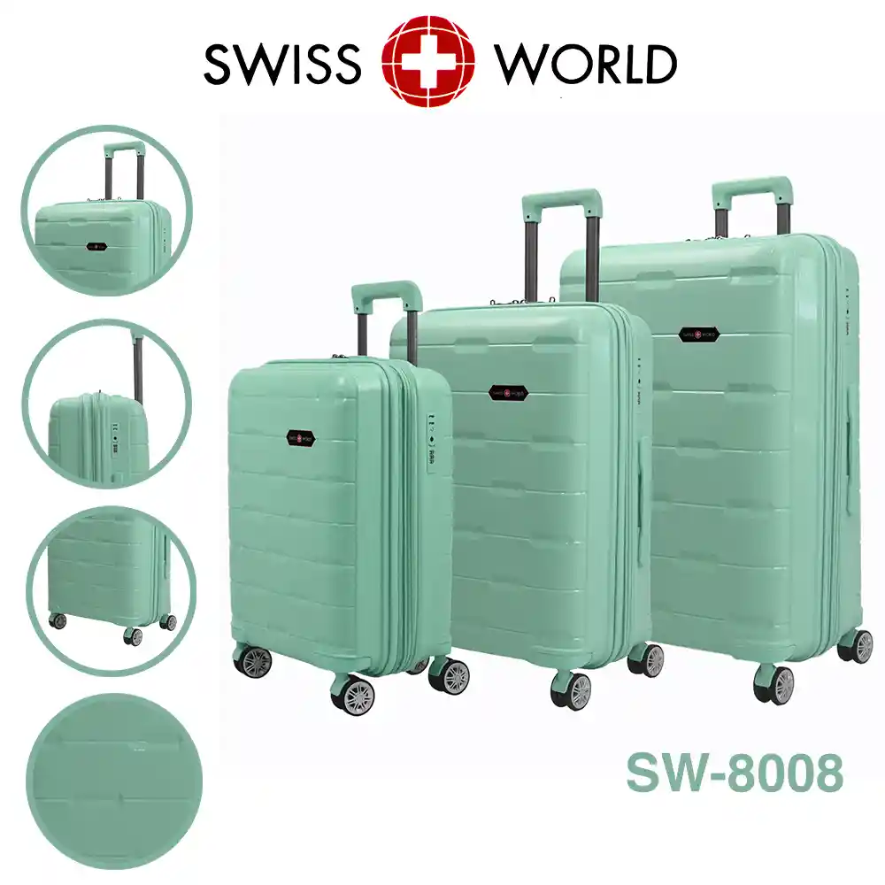 Set X 3 Maletas Swiss World L.green, 100% Polipropileno