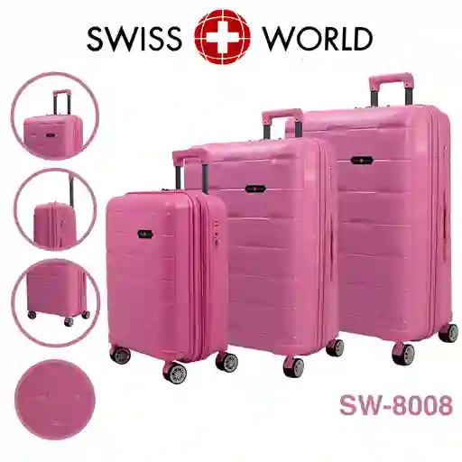 Set X 3 Maletas Swiss World Pink, 100% Polipropileno