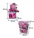 Cocina Infantil Con Accesorios, Luces Y Sonido Color Rosado Funciona Con Agua Real