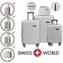 Set X 4 Maletas Swiss World White/coffee, 100% Polipropileno