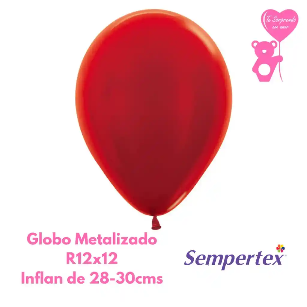 Globo O Bomba Metal Rojo Sempertex R12x12