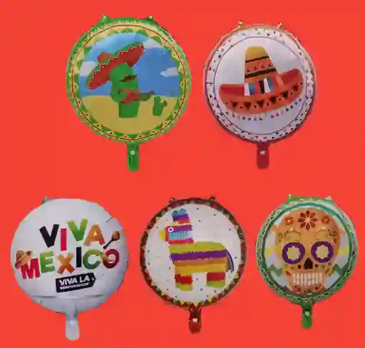 Globos Metalizados X5 Unidades Fiesta Mexicana