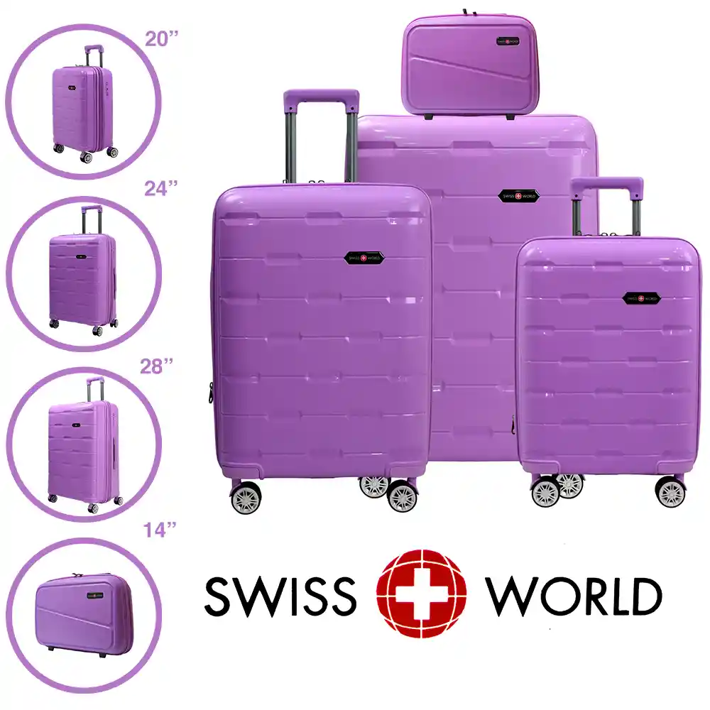 Set X 4 Maletas Swiss World Lila, 100% Polipropileno