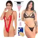 Kit X9 Piezas Lencería Sexy Femenina Encaje + Tanga Panty