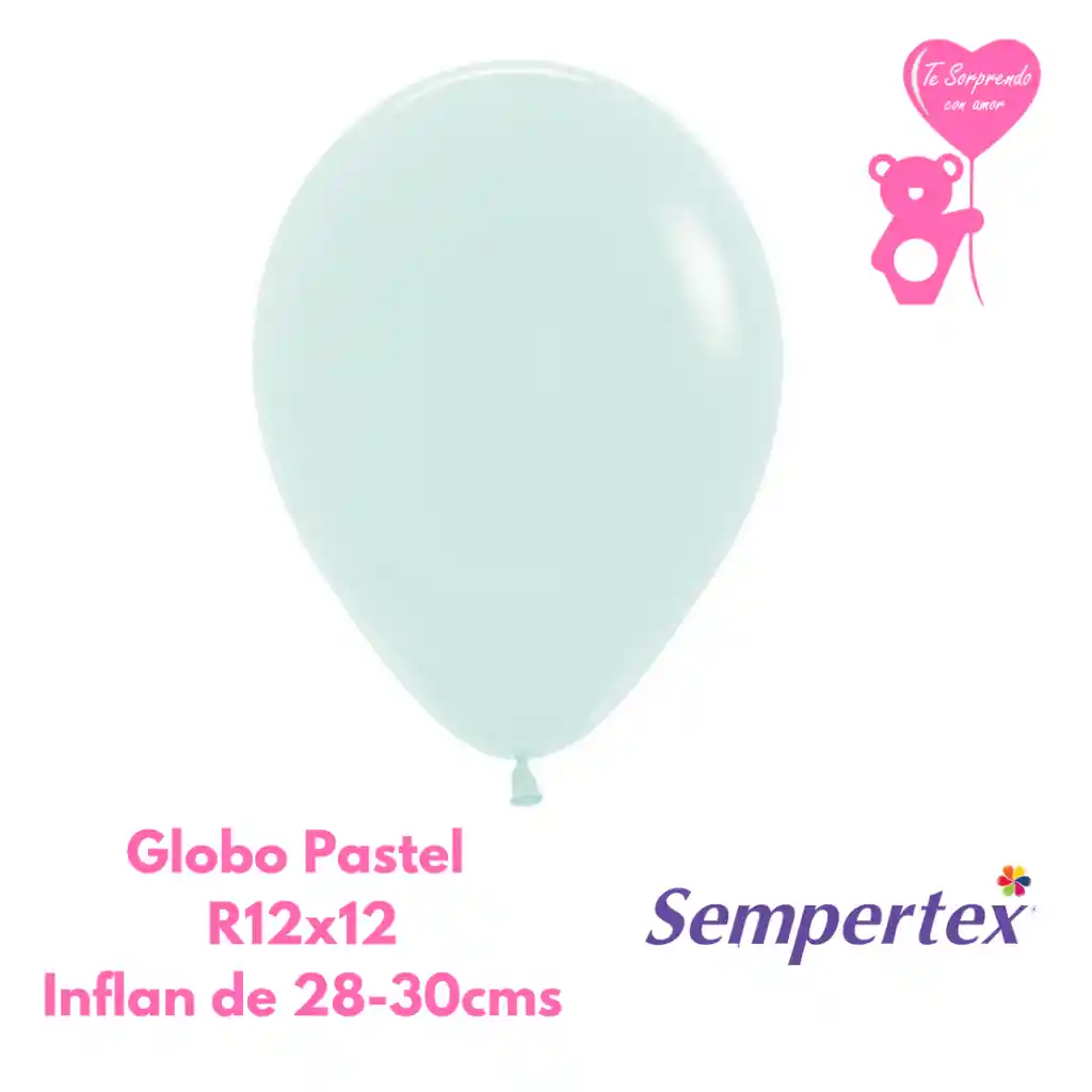 Globo O Bomba Pastel Mate Verde Sempertex R12x12