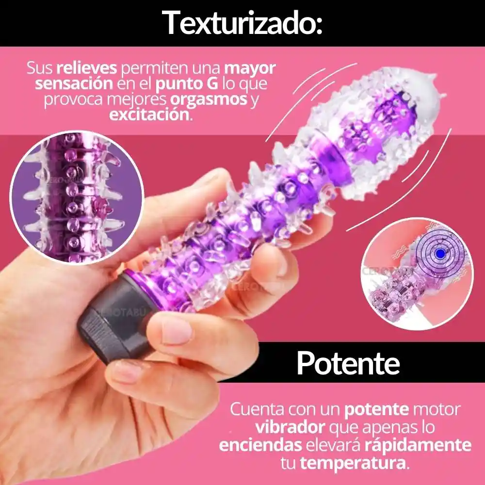 Kit Vibrador Textura Silicona + Anillo Vibrador Doble + Esposas