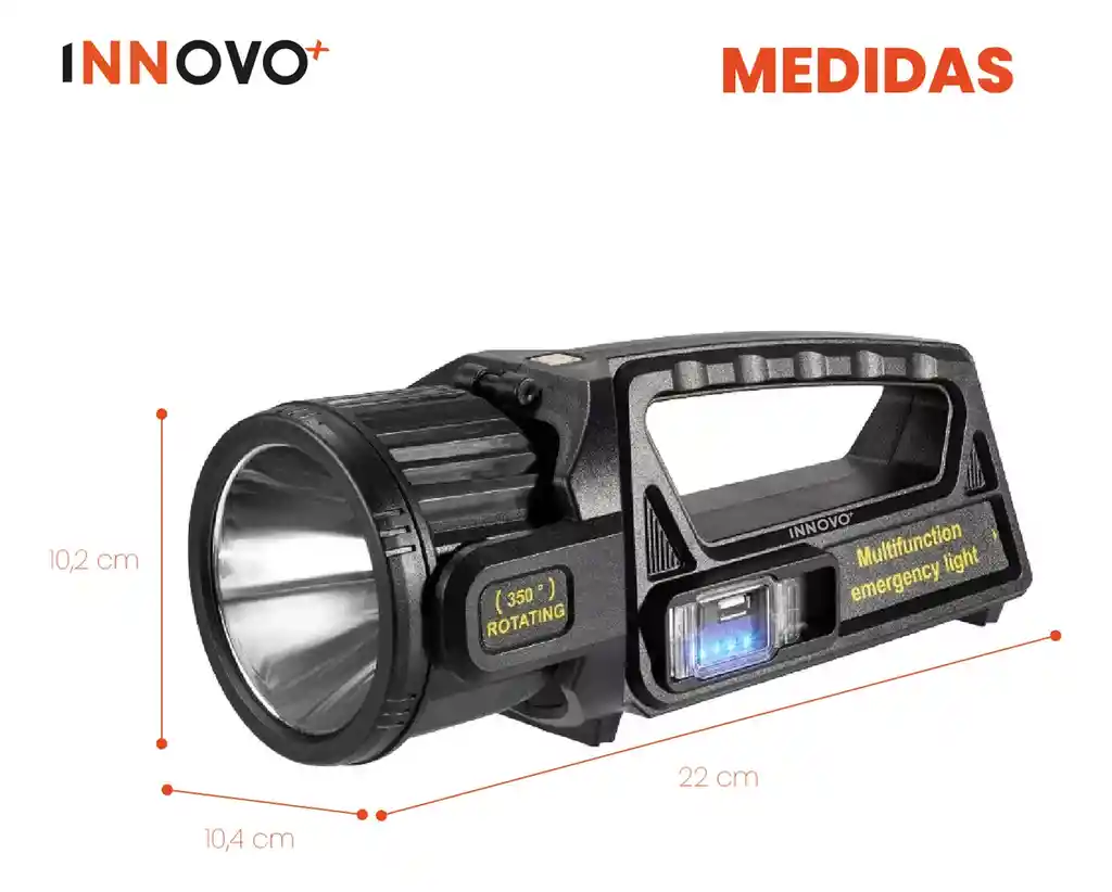 Linterna Multifuncional 10-1 Panel Solar Doble Lente 8000lm