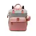 Pañalera Tipo Moisés Con Monedero Gris / Rosa