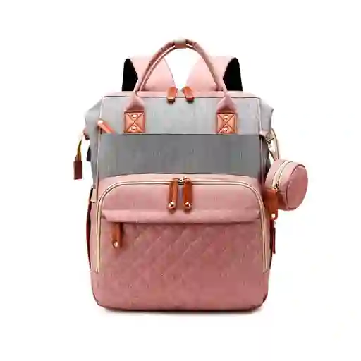 Pañalera Tipo Moisés Con Monedero Gris / Rosa