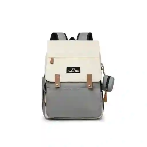 Pañalera Solapa Con Monedero Beige