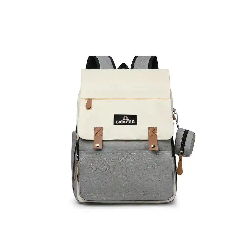 Pañalera Solapa Con Monedero Beige