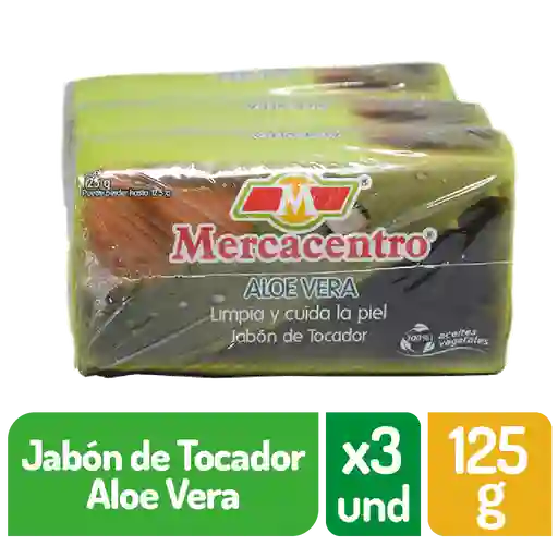 Jabón Mercacentro 3x125 G Aloe Vera