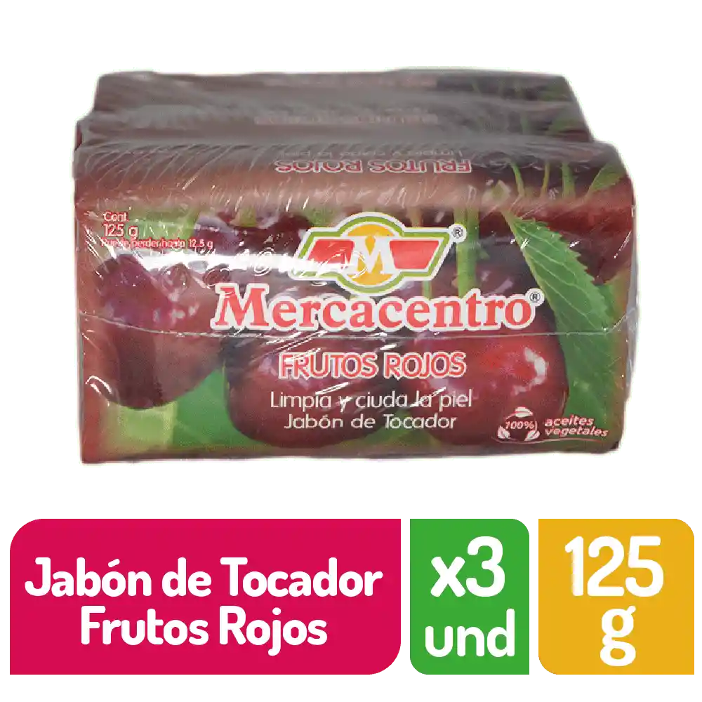 Jabón Mercacentro 3x125 G Frutos Rojos