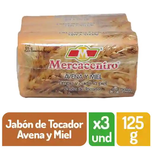 Jabón Mercacentro 3x125 G Avena Y Miel