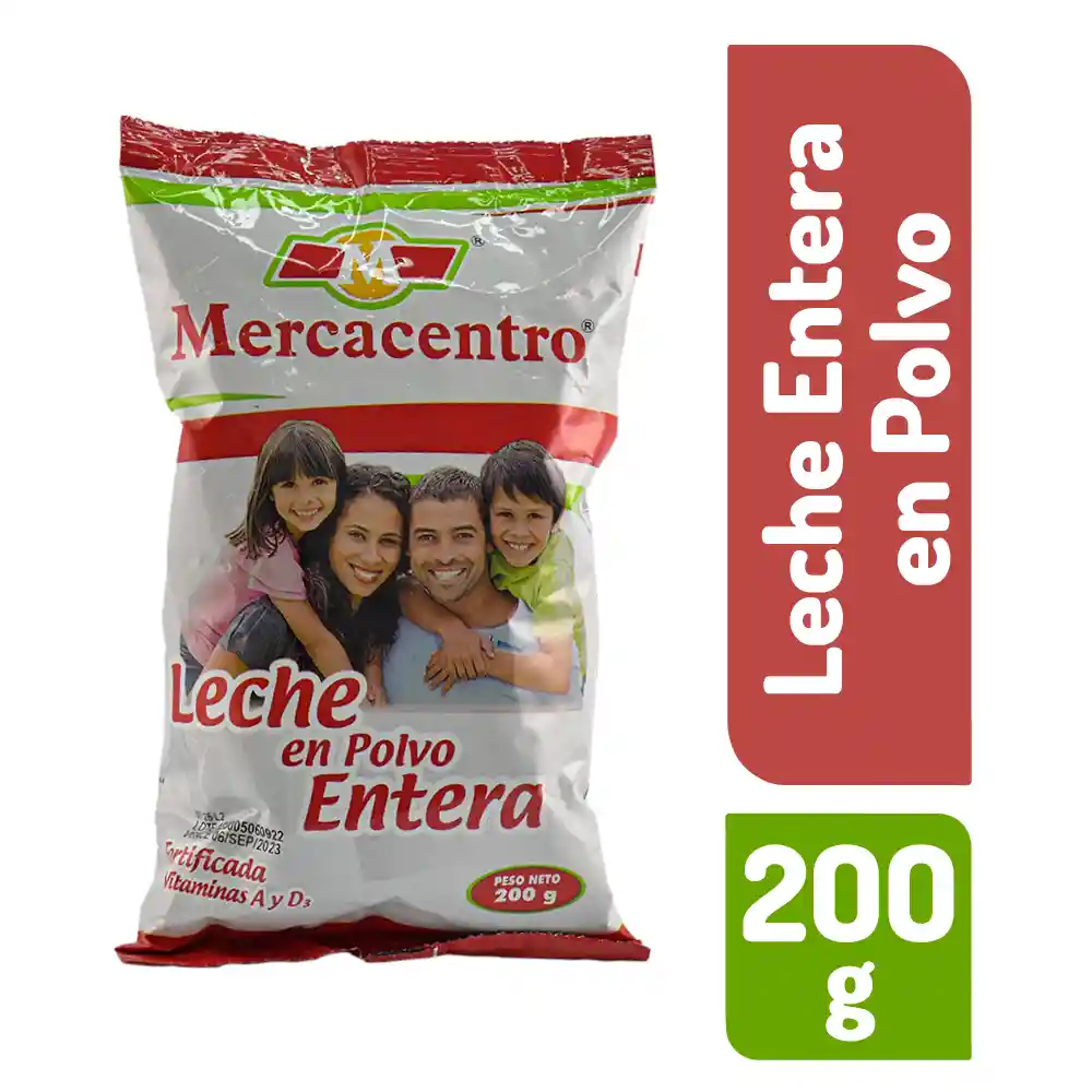 Leche Mercacentro Entera 200 G Polvo