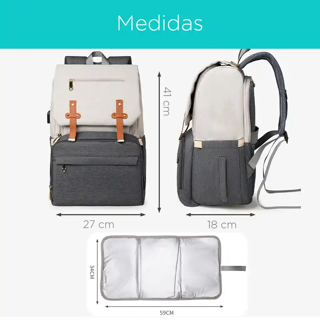 Pañalera Solapa Con Cambiador Independiente Gris / Rosa
