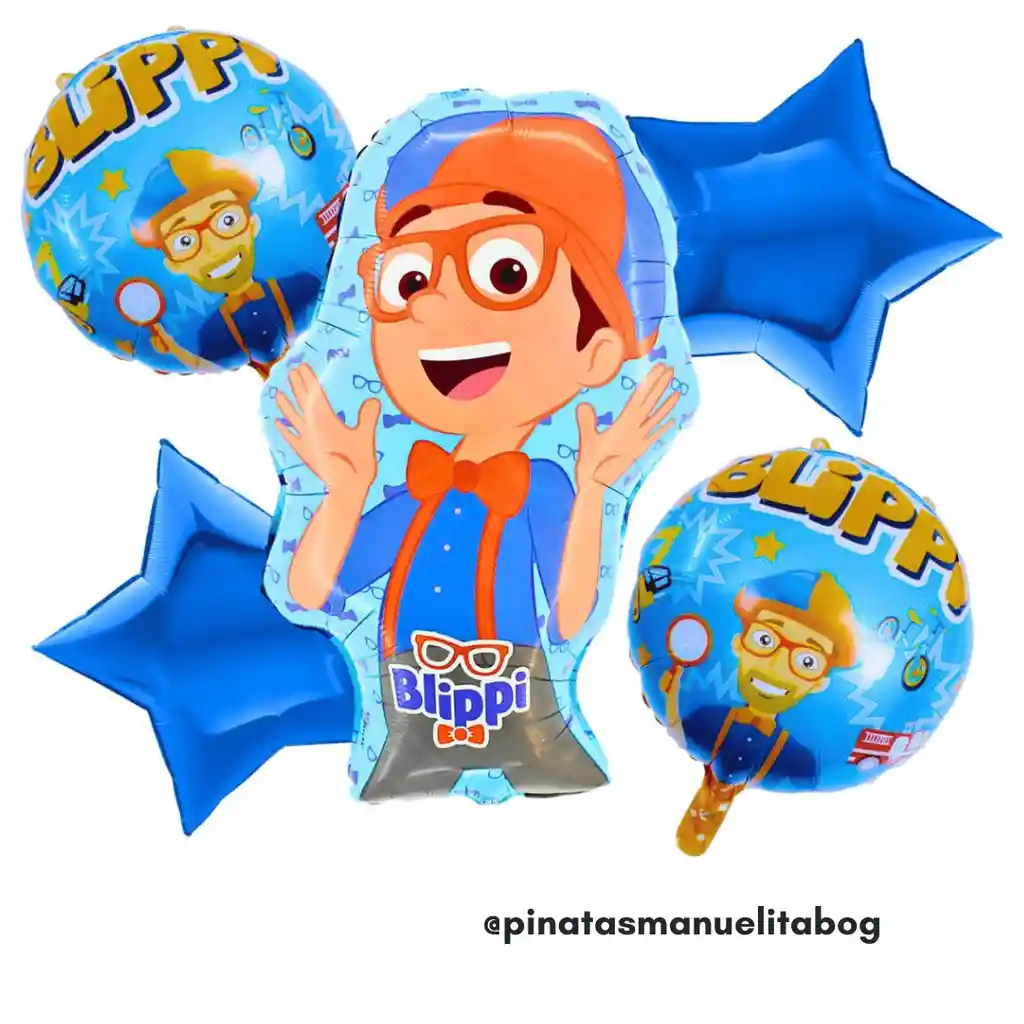 Kit Globos Metalizados Blippi X 5 Und Sin Inflar