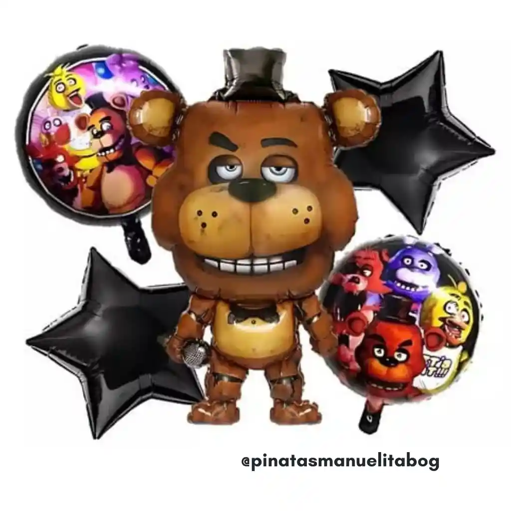 Kit Globos Metalizados Five Nights At Freddy X 5 Und Sin Inflar